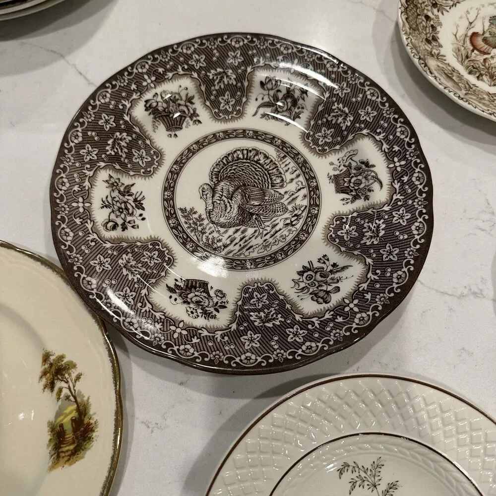 Vintage Mismatched English China Dessert Plates Set of 6 Spode Meakin